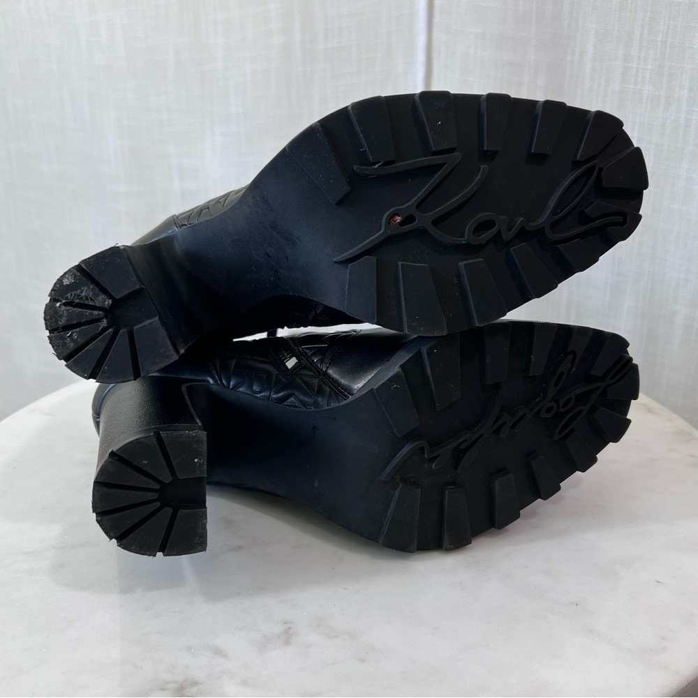 Karl Lagerfeld Ankle Boots Paris Petria Logo Quilted Square Toe Heeled Size 9.5 - Picture 10 of 10